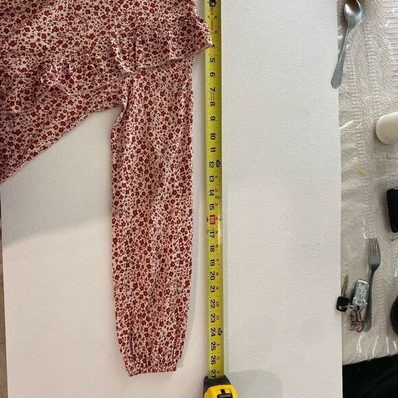 ZARA Girls Red Floral Ruffle Blouse | Size 13–14 (164 cm) | Long Sleeve Top - Picture 4 of 6